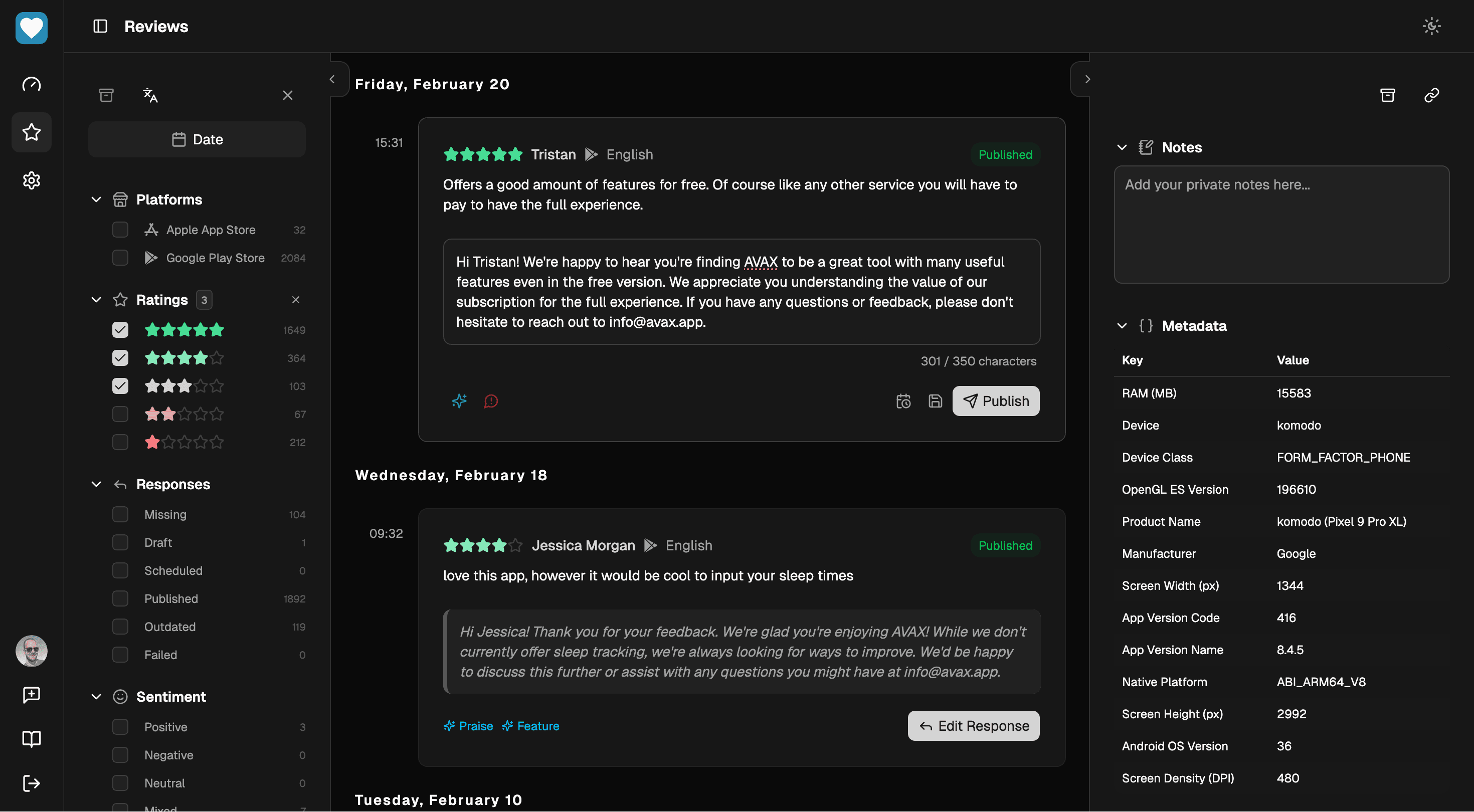 Unified Inbox feature overview - Dark mode